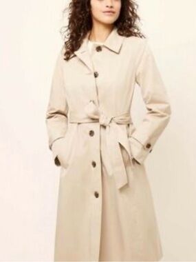 LOFT Light Beige Tie-Waist Trench Coat